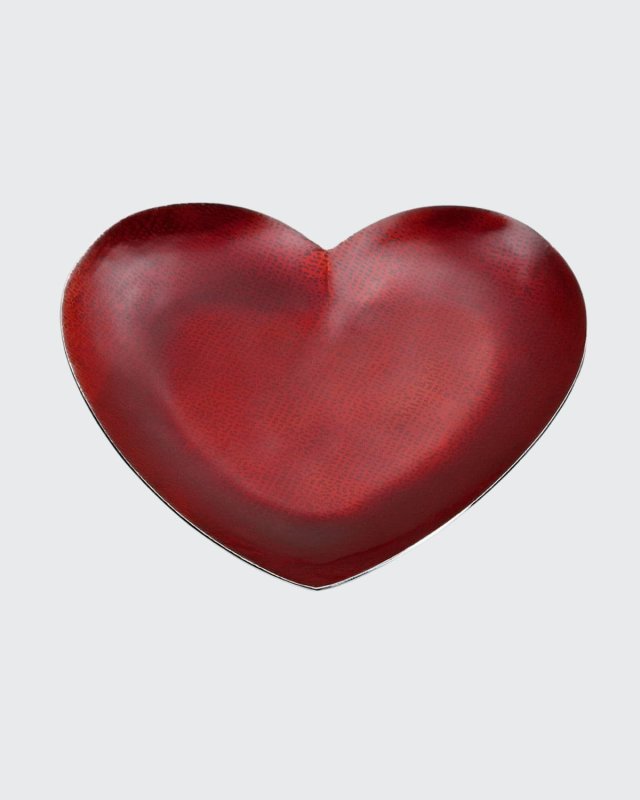 Symphony Scarlet Red Enamel Heart Dessert Tray